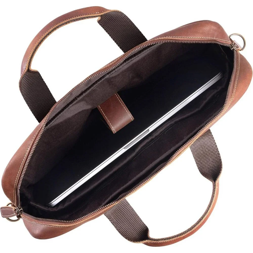 Men's Brown Leather Breifcase for Office